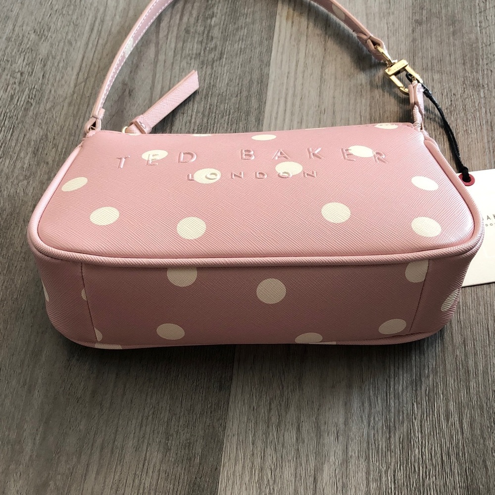 Ted Baker Soft Pink & White Polka Dot Convertible Shoulder Bag Wristlet NWT - Picture 6 of 16